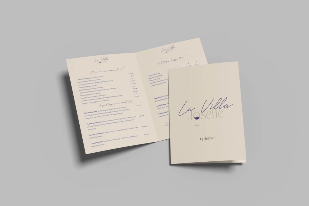 Menu du restaurant Villa Josette réalisé par ACM